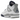Air Jordan 4 Midnight Navy sneakers i sidoprofil med vit läderovandel, marinblå accenter och synlig Air-enhet i hälen på en grå sula