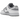 Nike Dunk Low Retro White Grey sneakers i sidoprofil, med bas i vitt läder, gråa paneler, vita skosnören och grå yttersula.