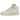 Nike Air Force 1 Mid Stussy Fossil sneakers i sidoprofil, tillverkade i beige textil med broderad Stüssy-logotyp och den ikoniska vita sulan.