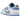 Nike Dunk Low Reverse UNC sneakers i sidoprofil med ljusblå läderöverdrag på en vit bas, vita skosnören och matchande blå yttersula.