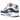 Nike Air Max 90 Pink Foam Armory Navy sneakers i sidoprofil med vit ovandel, rosa detaljer, marinblå swoosh och den klassiska synliga Air-enheten