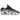 Nike NOCTA Glide Drake Black sneakers i en vinklad profilvy med blank svart ovandel, vit sula, genomskinliga detaljer och varumärkets unika logotyp.