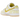 Nike Dunk Low Yellow Strike sneakers i en vinklad profil med pastellfärgad läderöverdel, vit mellansula och den ikoniska Swoosh