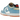 Nike Dunk Low Kyrie Irving Baltic Blue sneakers i vinklad profil med ljusblå läderöverdel, vita skosnören och karakteristisk vit Nike swoosh.