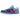 Nike SB Dunk Low Run The Jewels sneakers sedd från sidan med mörkblå mockaöverlägg, ljusblå läderbas och rosa detaljer vid hälen.