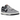 Nike Dunk Low SE Copy Paste sneakers i en vinklad vy, som visar grå läderöverdel, svarta swoosh-detaljer och en vit mellansula med svart yttersula.