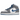Air Jordan 1 Mid True Blue Cement (GS) sneakers i vinklad profil med vitt läder, blå detaljer, grått elephant-print och svart Swoosh-logotyp