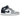 Air Jordan 1 Mid Wolf Grey Midnight Navy sneakers i sidoprofil med grå och vita läderpaneler samt en mörkblå swoosh och matchande yttersula.