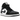 Air Jordan 1 Mid Off Noir Toe sneakers i sidoprofil med svart läderöverdel, grå detaljer vid hälen och den klassiska vita sulan med Air-dämpning.