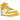 Nike Air Force 1 Mid SP Off-White Varsity Maize sneakers i en snygg sidoprofil med gul läderöverdel, vit swoosh och unik vågformad sula.