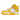 Nike Air Force 1 Mid SP Off-White Varsity Maize sneakers i sidovy med gul läderöverdel, vita skosnören, ankelrem och en detaljerad gummisula