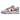 Nike Dunk Low Light Iron Ore Red Blue sneakers i sidoprofil med grå ovandel, röd swoosh och blå detaljer vid häl och sula.