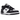 Nike Dunk Low Disrupt 2 Panda sneakers sedda från sidan med vitt läder, svarta paneler, asymmetrisk snörning och broderad mini-swoosh på sidan.