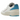 Air Jordan 2 Retro Low NC to Chi sneakers i profil med vitt läder, röda hälpaneler och blå detaljer på den robusta gummisulan