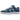 Nike SB Dunk Low Pro Why So Sad sneakers sedd från sidan med ljusblått läder, marinblå detaljer, gul swoosh och vit mellansula