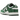 Nike Dunk Low Michigan State Satin sneakers i en vinklad vy med glansig grön satin, detaljer i vitt läder och en matchande vit yttersula.