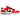 Nike Dunk Low Chicago Split sneakers sedda från sidan med röd och vit läderöverdel, delad svart-vit swoosh-logotyp och vit yttersula.
