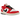Nike Dunk Low Chicago Split sneakers i en klassisk vinklad profilvy med ikonisk röd, vit och svart läderovandel samt ett delat swoosh-logo.