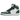 Air Jordan 1 Retro High OG Gorge Green sneakers i profil med gröna läderpaneler, silverfärgad Swoosh och vit mellansula mot vit bakgrund