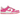 Nike Dunk Low Laser Fuchsia sneakers i sidoprofil med vit läderöverdel, rosa swoosh-logotyp och matchande rosa yttersula för kontrast