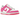 Nike Dunk Low Laser Fuchsia sneakers sedd från sidan med vit läderbas, rosa detaljer på swoosh och sula samt klassisk snörning.