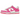 Nike Dunk Low Laser Fuchsia sneakers sedda från sidan med vit läderbas, fuchsia-rosa överdrag, rosa Swoosh och matchande ljusrosa sula