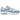 Nike Air Max 1 White University Blue sneakers i sidoprofil med vit läderovandel, blå mockapaneler och den ikoniska synliga Air-enheten i sulan.