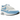 Nike Air Max 1 White University Blue sneakers i sidoprofil med vit mesh-ovandel, ljusblå mockadetaljer och synlig Air-enhet i mellansulan