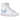 Nike Blazer Mid 77 Blue Gingham sneakers i sidoprofil med vit läderöverdel, blått rutmönster och tydlig vit swoosh-logotyp på sidan.
