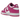 Nike Dunk Low Active Fuchsia sneakers sedda från sidan med vit läderbas, rosa detaljer och rosa swoosh-logotyp på vit mellansula