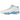 Jordan 9 Retro Low Golf White University Blue sneakers i sidoprofil med vit ovandel, ljusblå detaljer och snören
