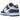 Nike Dunk Low Racer Blue Photon Dust sneakers i sidoprofil, med vit läderbas, blå overlays, vit mellansula och klassisk yttersula