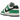 Nike Dunk Low Celtics sneakers i sidoprofil, utförda i vitt läder med gröna överlägg samt vit mellansula och grön yttersula.
