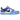 Nike Dunk Low Photo Blue sneakers från sidan med vit läderöverdel, klara blå detaljer, blå Swoosh och en klassisk yttersula
