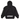 Supreme Collegiate Sleeve Hooded Sweatshirt Black sneakers framifrån av den svarta huvtröjan med grafisk logotyp på ärmen och justerbara snören
