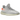 Adidas Yeezy Boost 350 V2 Tail Light sneakers i vinklad profil med grå ovandel i Primeknit, orange hälrem och halvgenomskinlig sidorand.