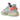 Adidas Yeezy Boost 350 V2 Tail Light sneakers i sidoprofil med en grå Primeknit-ovandel, orange hälflik och en halvgenomskinlig mellansula.