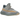 Adidas Yeezy Boost 350 V2 Israfil sneakers i en vinklad vy med gråblå ovandel i Primeknit, gula ränder och den ikoniska halvtransparenta gummisulan.