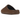 Yeezy Slide Flax sneakers i vinklad vy som visar den minimalistiska slide-designen i en enfärgad, dämpad brun nyans med en strukturerad fotbädd.
