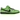 Nike SB Dunk Low The Powerpuff Girls Buttercup sneakers i en vinklad vy med grön ovandel i mocka, svart swoosh och en glittrig yttersula.