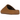 Yeezy Slide Ochre sneakers i en vinklad profilvy, tillverkade av ett slitstarkt, gjutet skummaterial i en karaktäristisk jordnära ockragul färg.