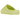 Adidas Yeezy Slide Glow Green sneakers i en angled view som visar den gjutna neongröna EVA-skumkonstruktionen och den tandade yttersulan.
