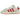 Adidas Campus 00s Crystal White Better Scarlet sneakers i sidoprofil med ovandel i ljus mocka, röda ränder och tjocka vita skosnören