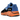 Adidas Yeezy Boost 700 Bright Blue sneakers i sidoprofil, med en klarblå ovandel i mocka och mesh samt en kontrasterande svart och orange mellansula