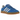 Adidas Gazelle Indoor Blue Bird Gum sneakers sedd från sidan med blå ovandel i mocka, vita läderränder och en klassisk brun gummisula
