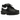 Nike Air Max Plus Tiempo Black White sneakers i vinklad profil med svart läderovandel, ikoniska vågiga linjer och synliga Air-enheter i sulan.