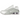 Nike Shox R4 White Metallic Platinum Barely Grape sneakers i en sidoprofil som visar den vita ovandelen, metalliska detaljer och den ikoniska stötdämpande Shox-sulan