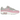 Nike Air Max 1 Pink Rise sneakers i sidoprofil, med en vit ovandel i mesh, rosa mockadetaljer och den karaktäristiska synliga Air-enheten i sulan.