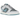 Nike Dunk Low Retro Photon Dust Denim Turquoise sneakers sedda från sidan med ljusgrå ovandel, blå detaljer och en klassisk vit gummisula