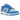 Nike Dunk Low Detroit Lions sneakers i vinklad profil med blå och silver läderöverdel, vit mellansula och karaktäristisk swoosh på sidan.